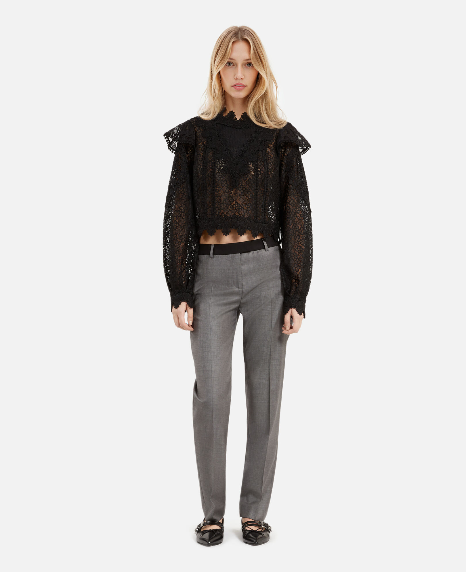 The Kooples FEMME BLACK top en dentelle noire