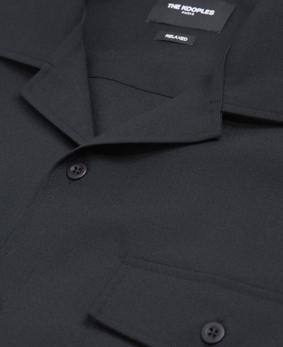 black hawaiian-collar shirt with flap pockets