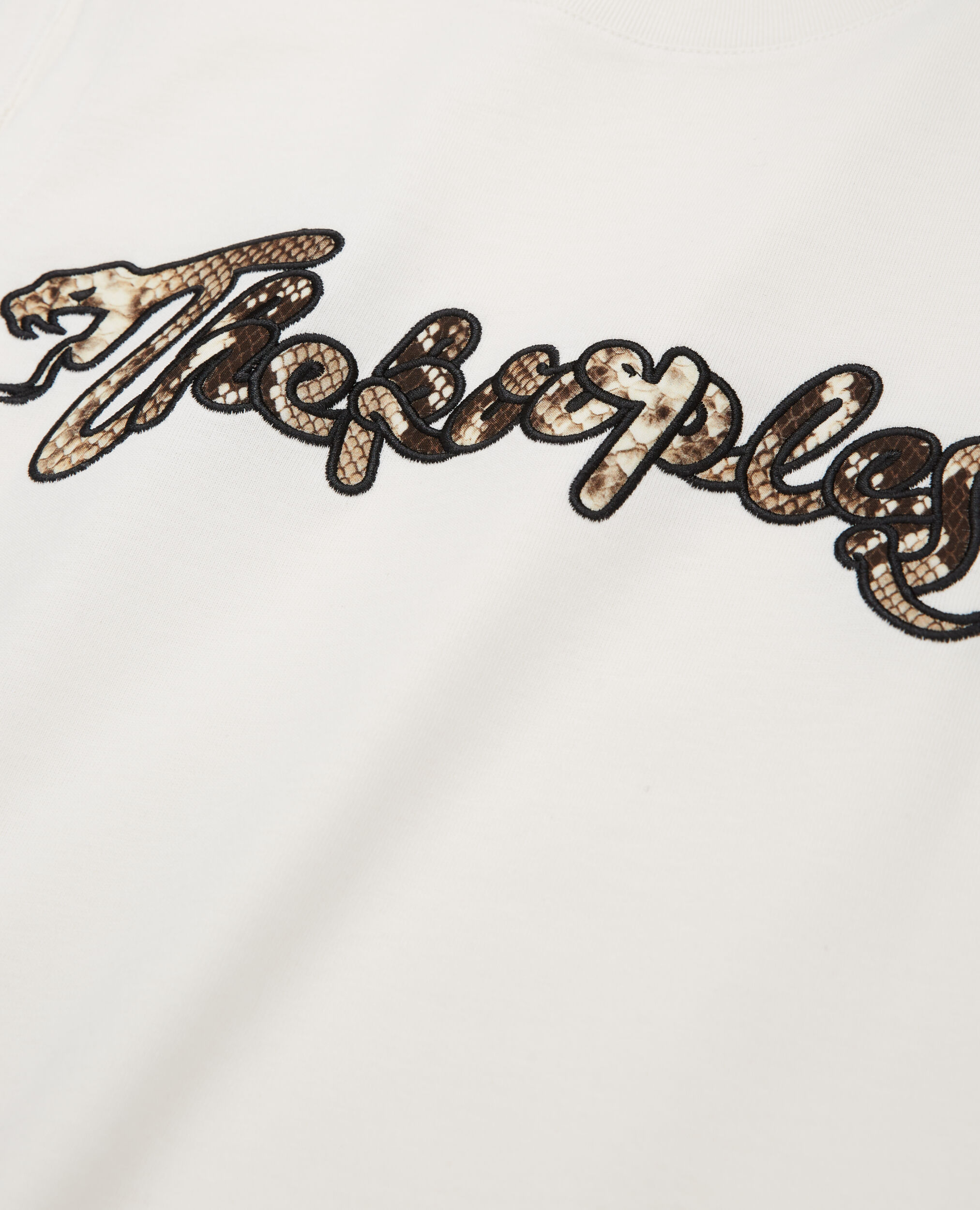 Women's white t-shirt with snake logo print, ECRU, hi-res image number null