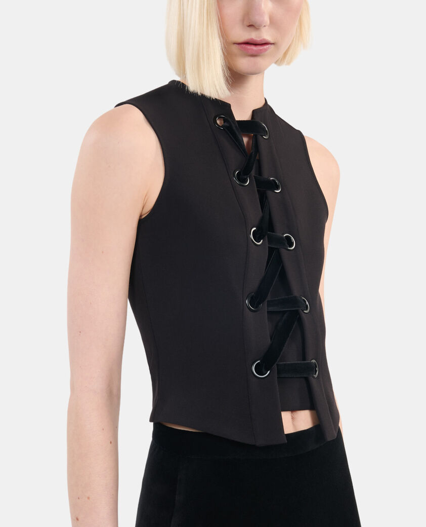 The Kooples FEMME BLACK top avec laçage noir