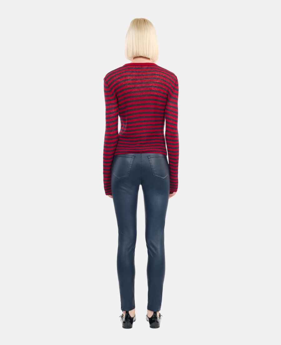 The Kooples F NAVY navy blue leather-effect skinny jeans 