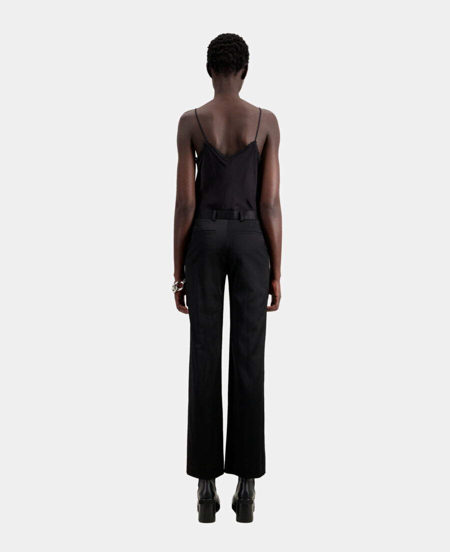 schwarze anzughose aus satin