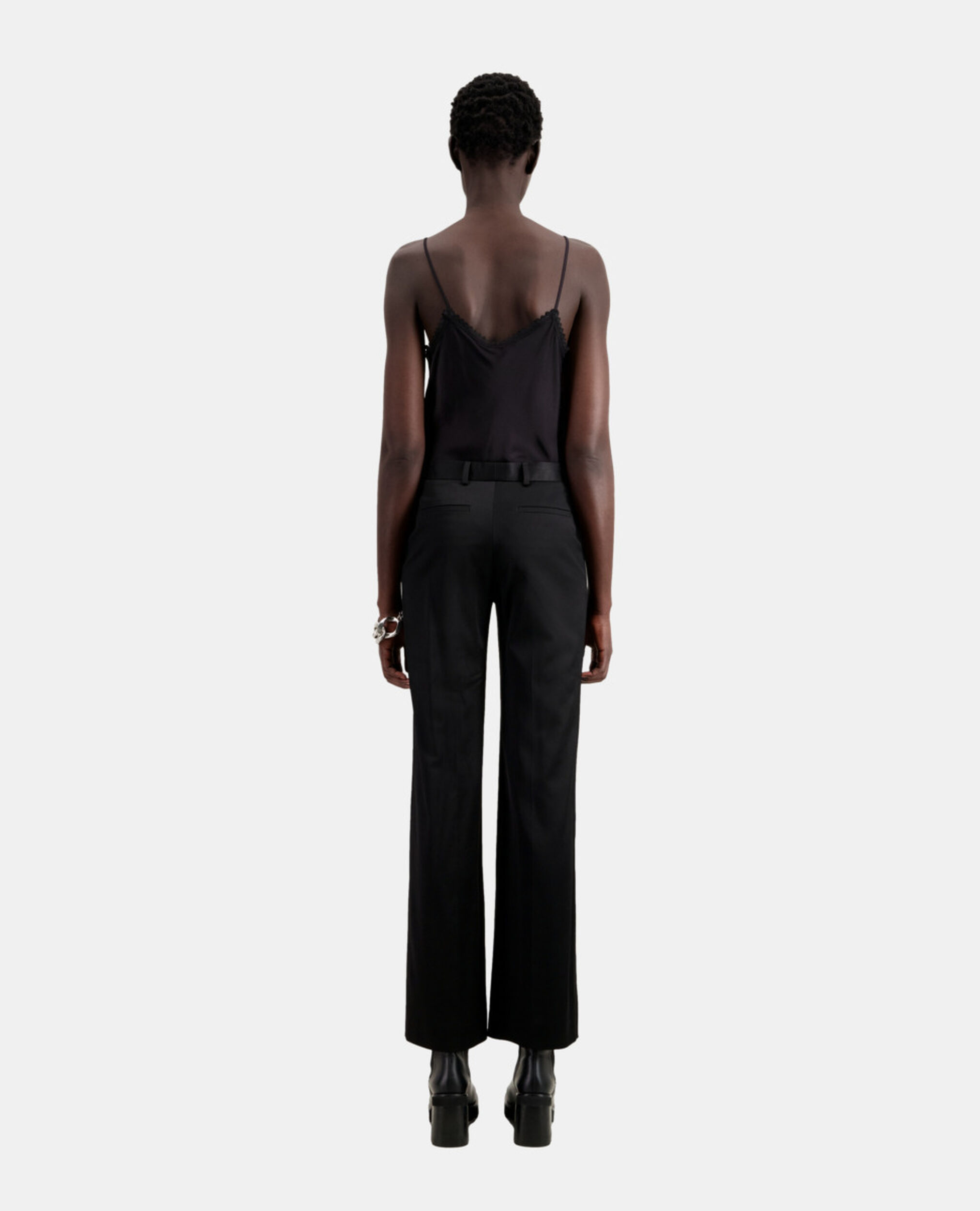 Schwarze Anzughose aus Satin, BLACK, hi-res image number null