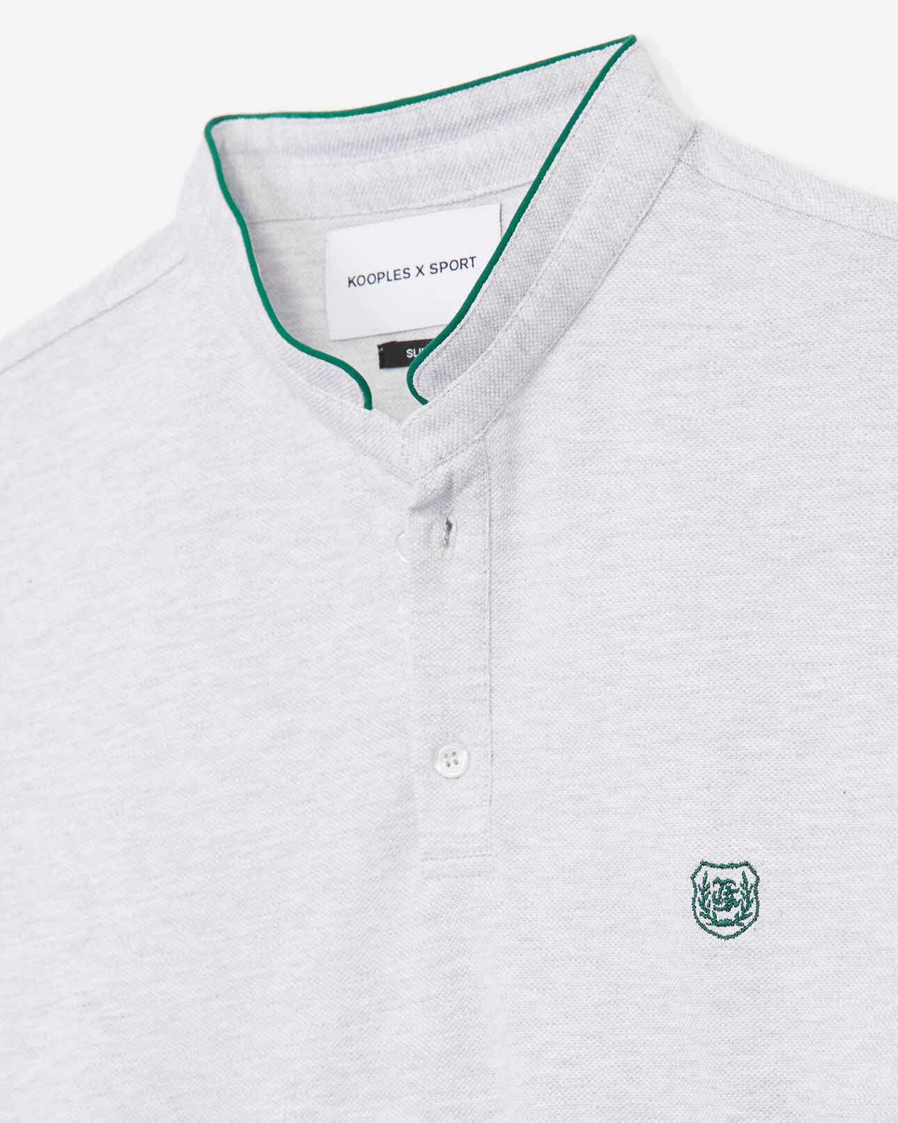 The Kooples HOMBRE LT WHITECHI / FORESTGREEN camisa polo slim blanca cuello mao