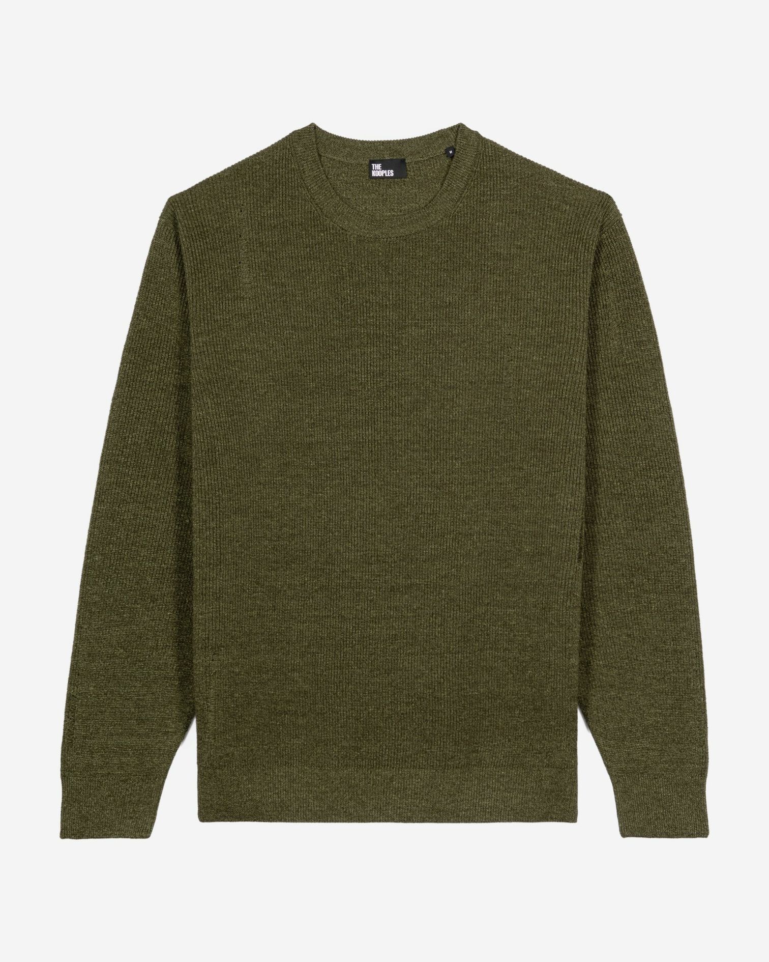 Pullover aus khakifarbener Wolle und Leinen, OLIVE KAKI, hi-res image number null