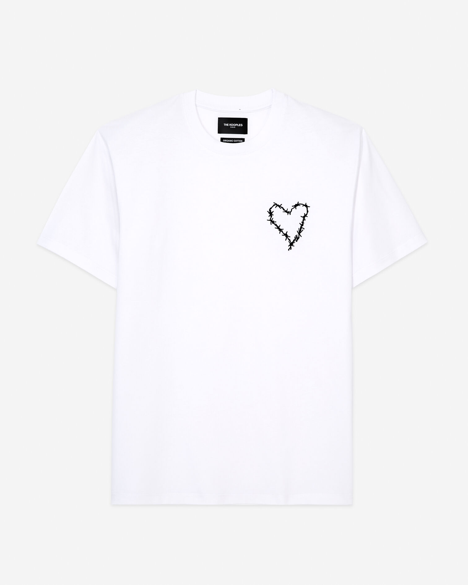 T-shirt blanc à logo cœur cousu, WHITE, hi-res image number null