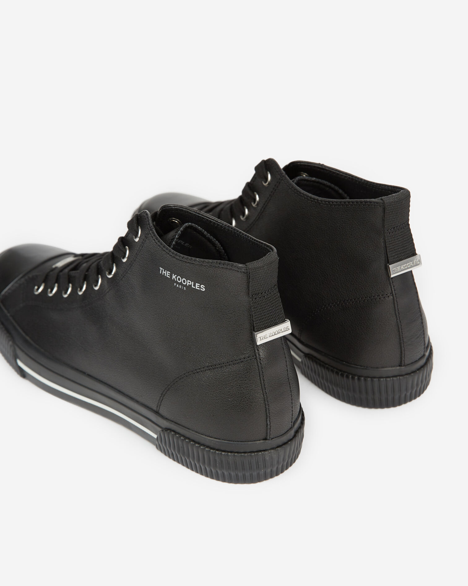 Baskets montantes noires cuir lisse, BLACK, hi-res image number null