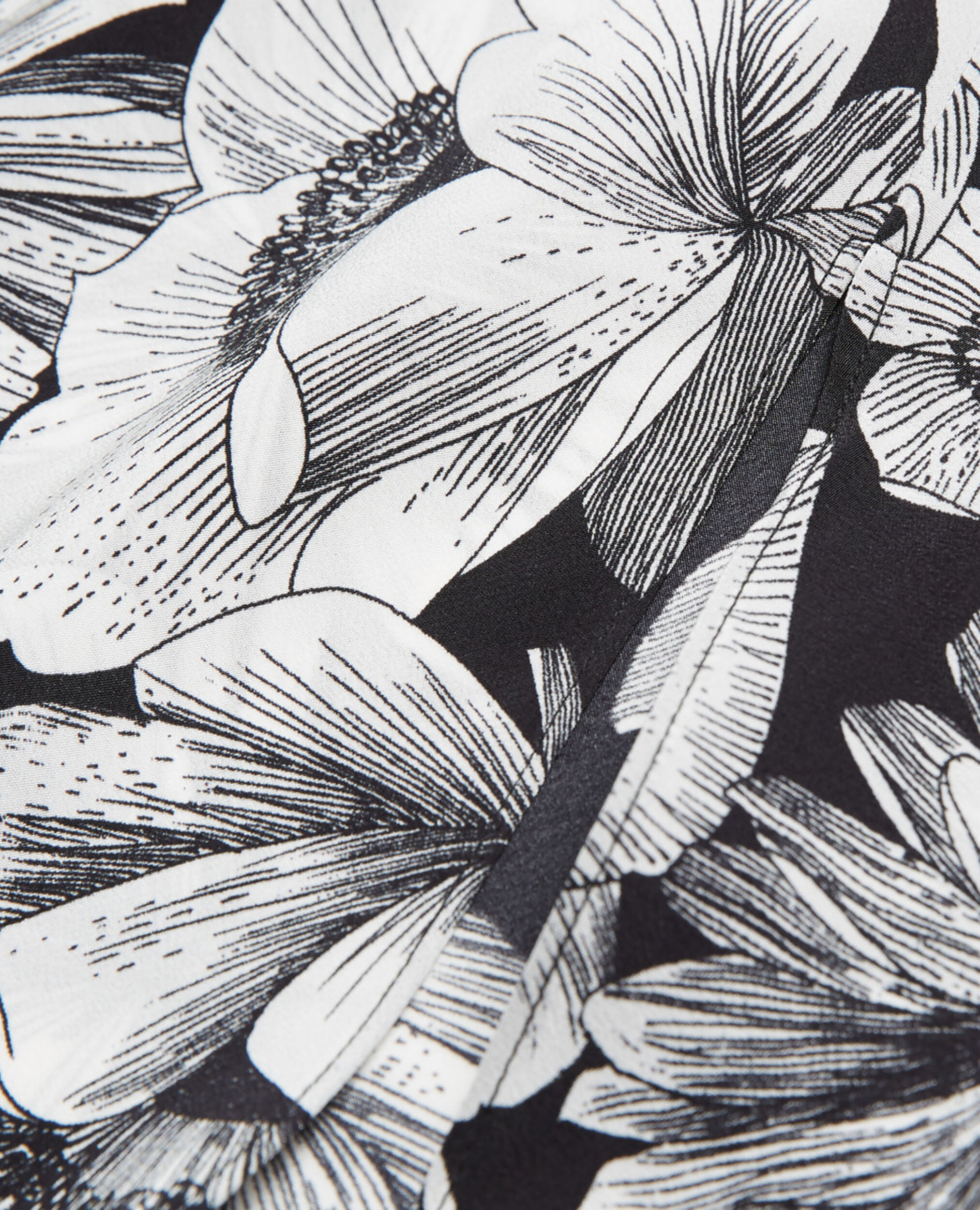 Long floral silk skirt, BLACK WHITE, hi-res image number null