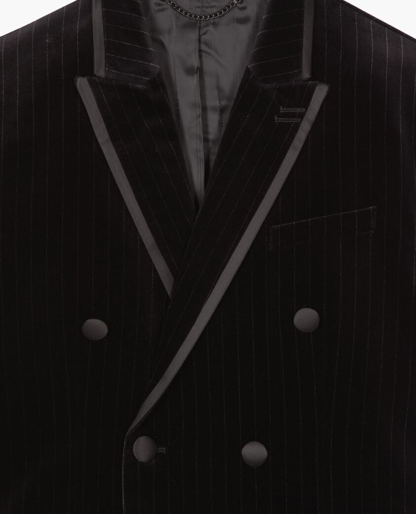 The Kooples HOMME BLACK veste de costume coupe droite en velours noir