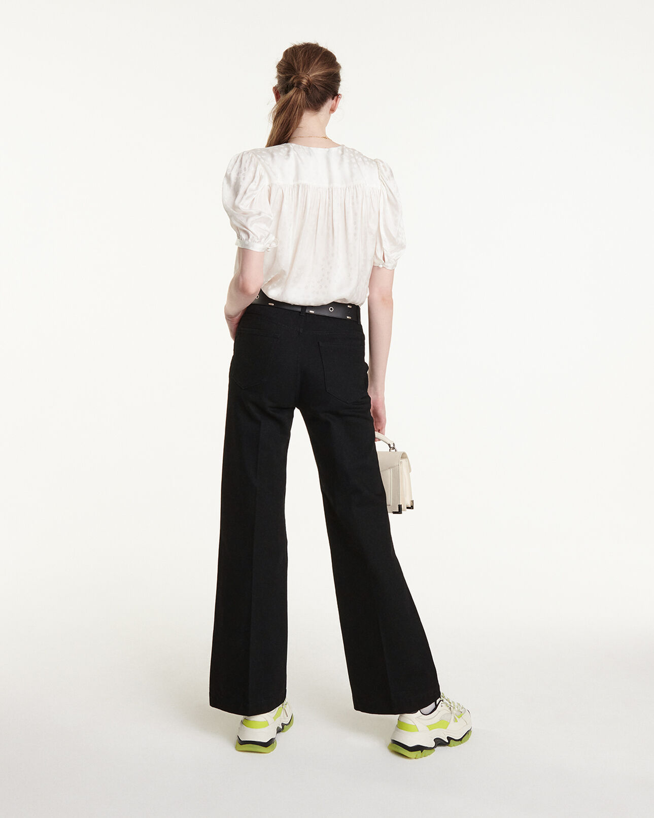 The Kooples WOMEN ECRU flowing jacquard shirt with puffed sleeves