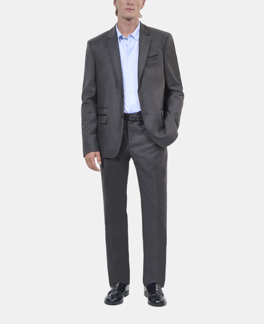 The Kooples MEN LIGHT GREY MEL/WHITE grey flannel suit trousers