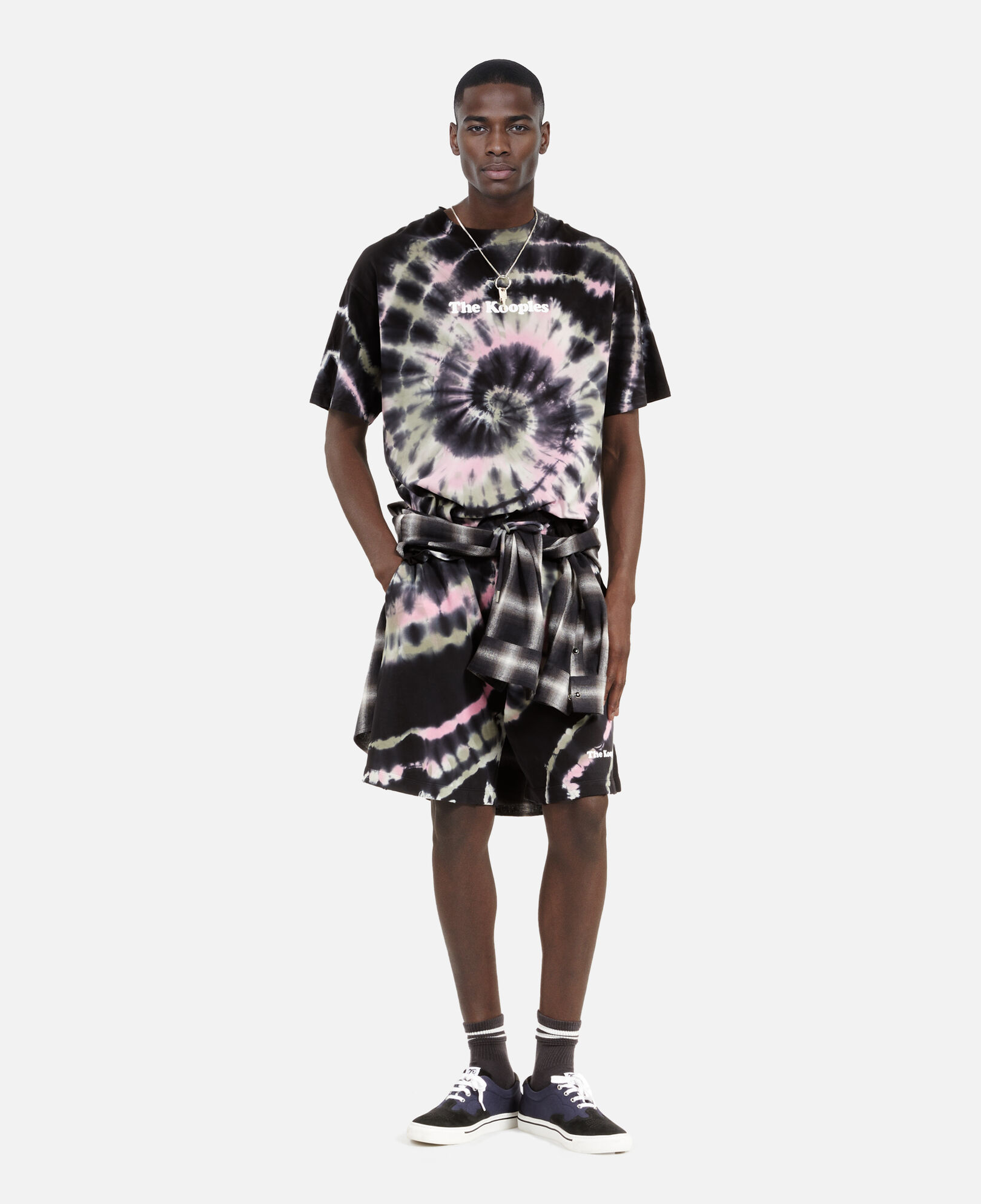 The Kooples HOMME ECRU GREEN t-shirt tie and dye