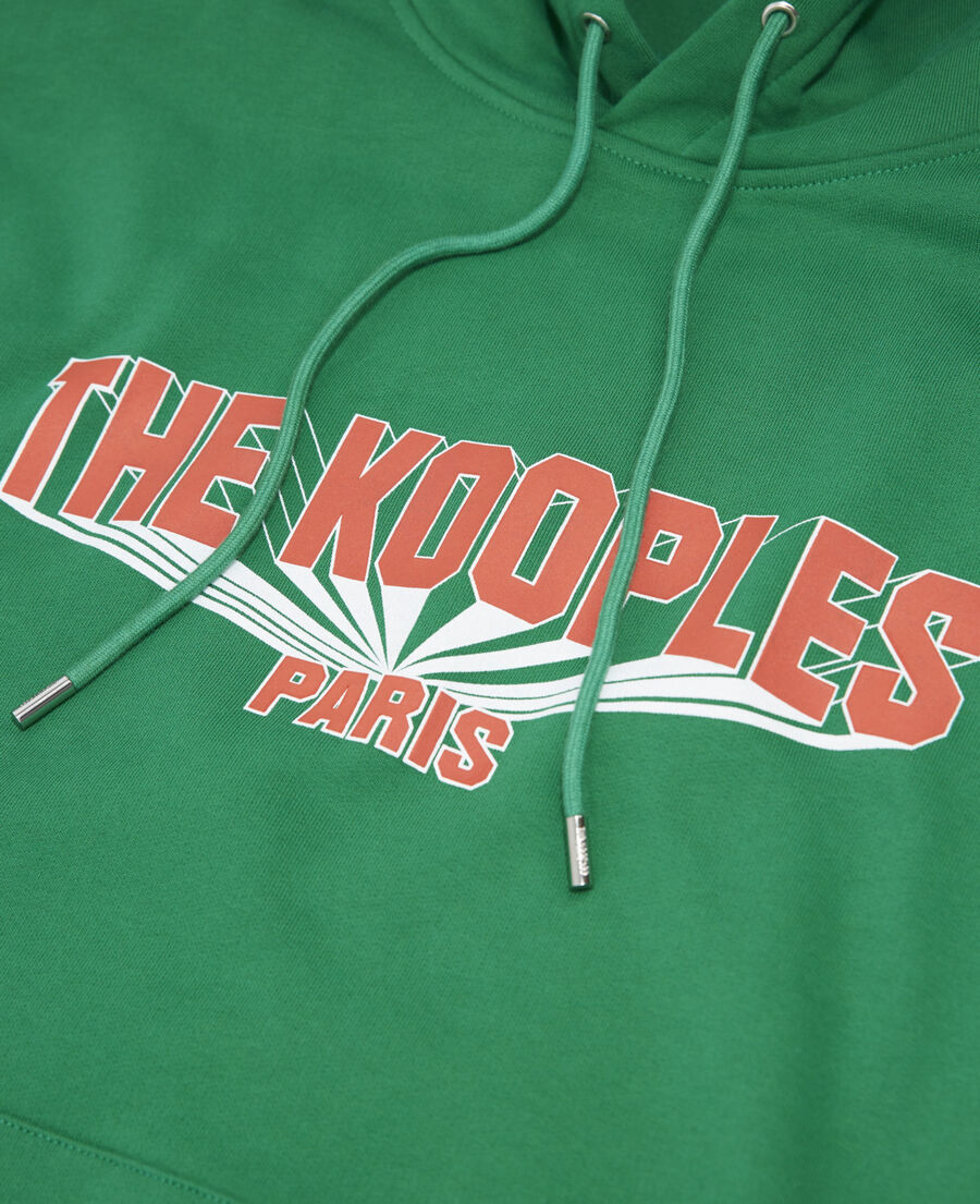 grünes sweatshirt mit logo-print und kapuze