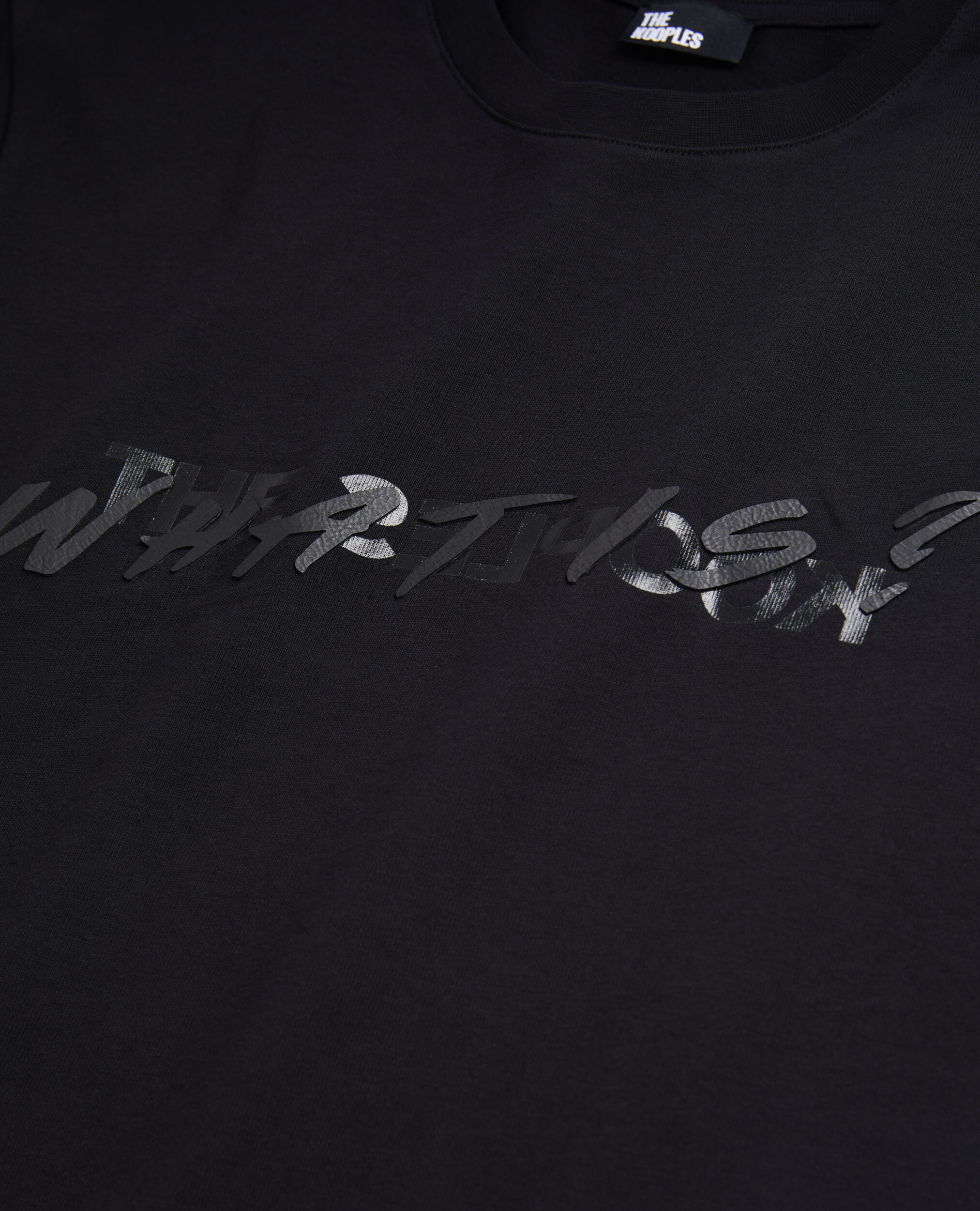 Schwarzes T-Shirt mit „What is“-Schriftzug, BLACK, hi-res image number null