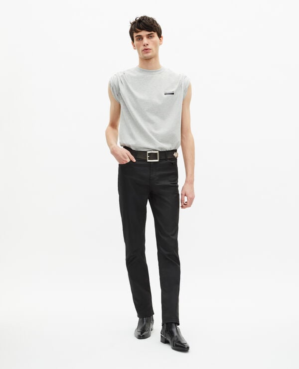 The Kooples MEN LIGHT GREY MELANGE gray screen print t-shirt