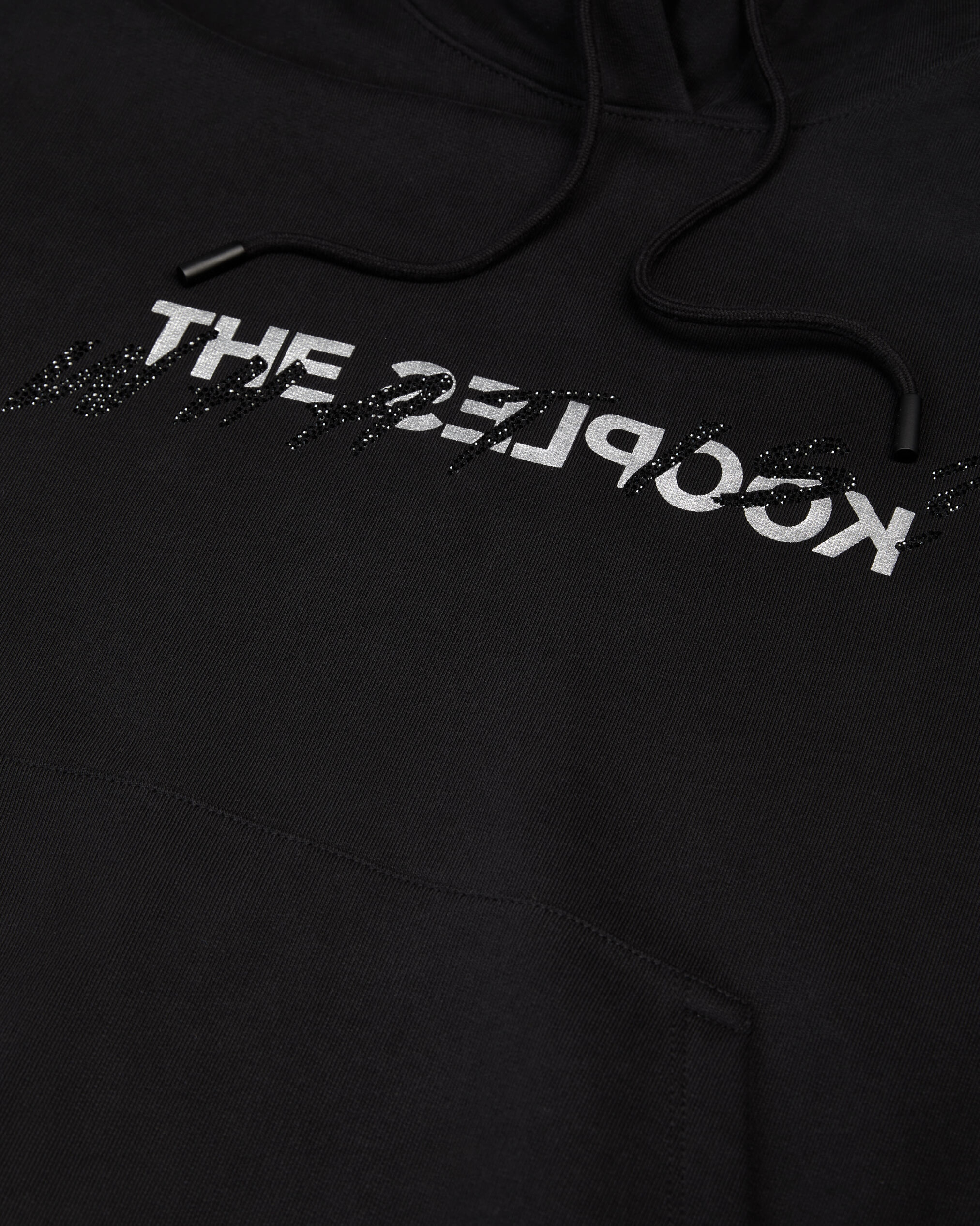 Black What is hoodie with rhinestones