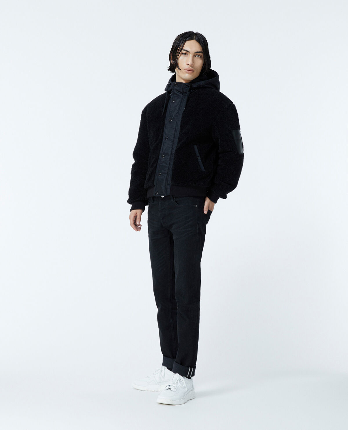 Veste effet mouton noir clearance