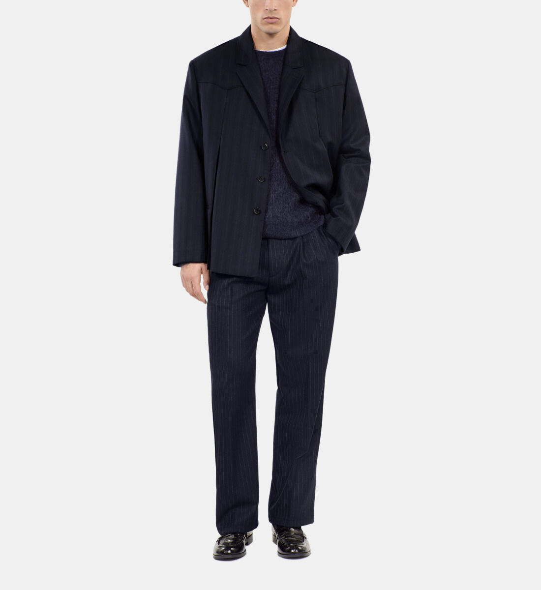 Blue striped kimono style blazer| The Kooples