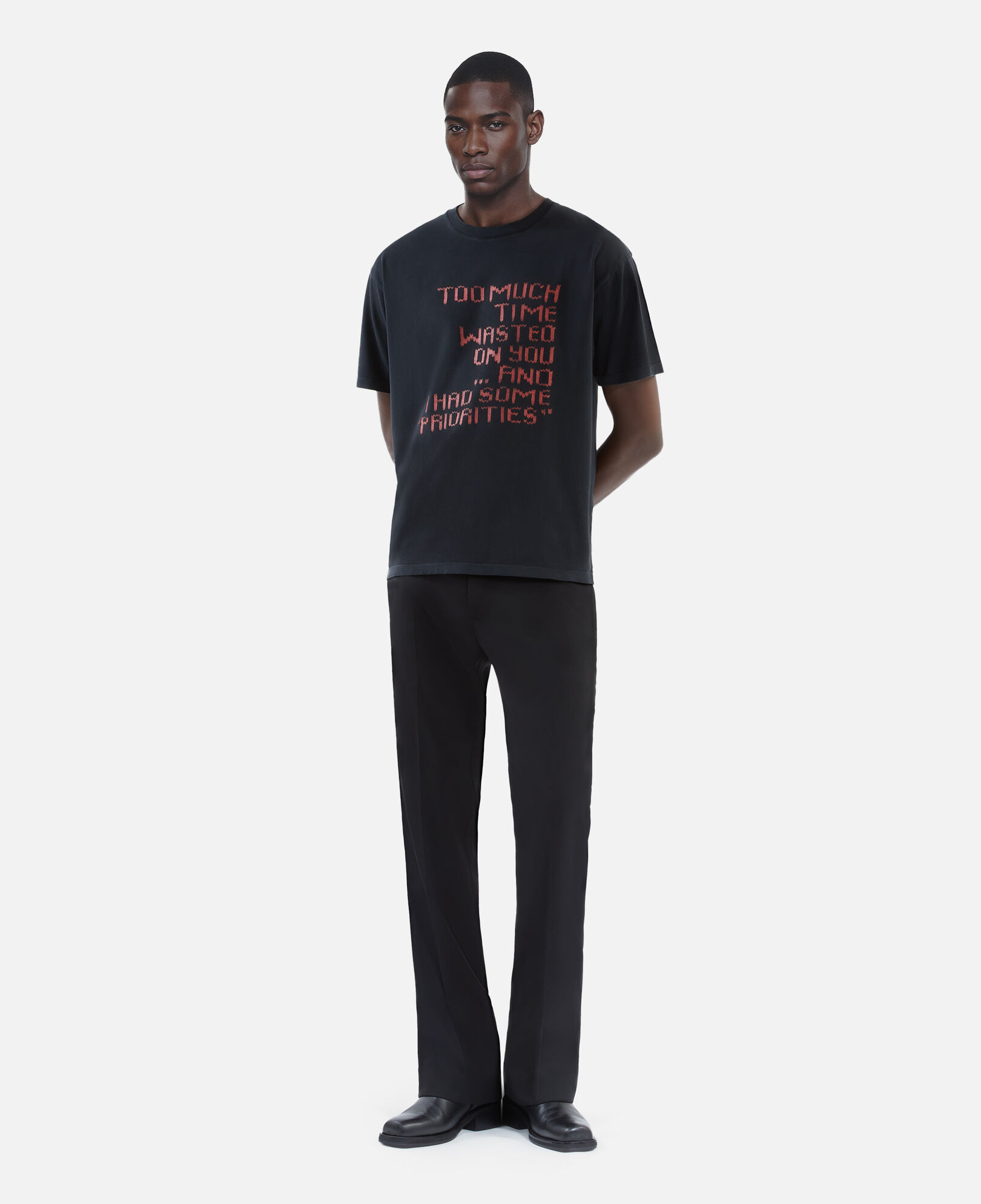 The Kooples MEN BLACK WASHED black screen print t-shirt