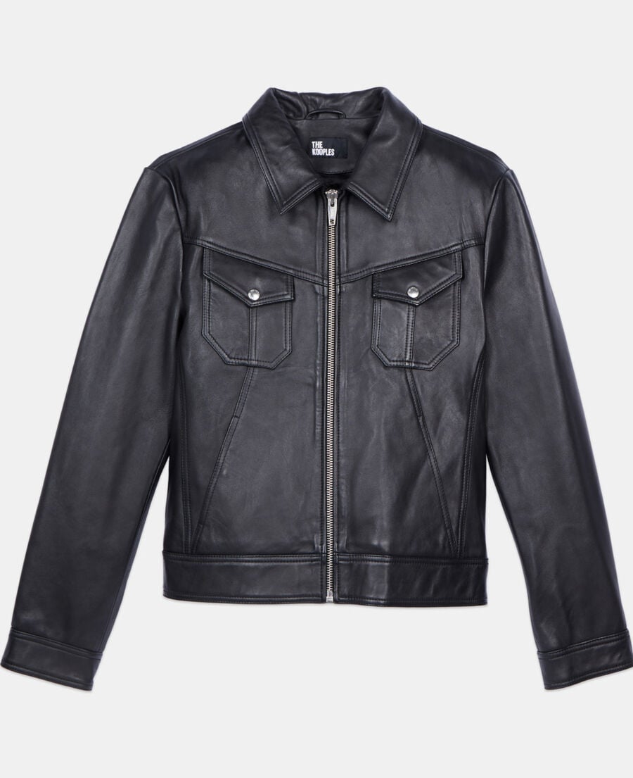 The Kooples MEN BLACK black leather jacket