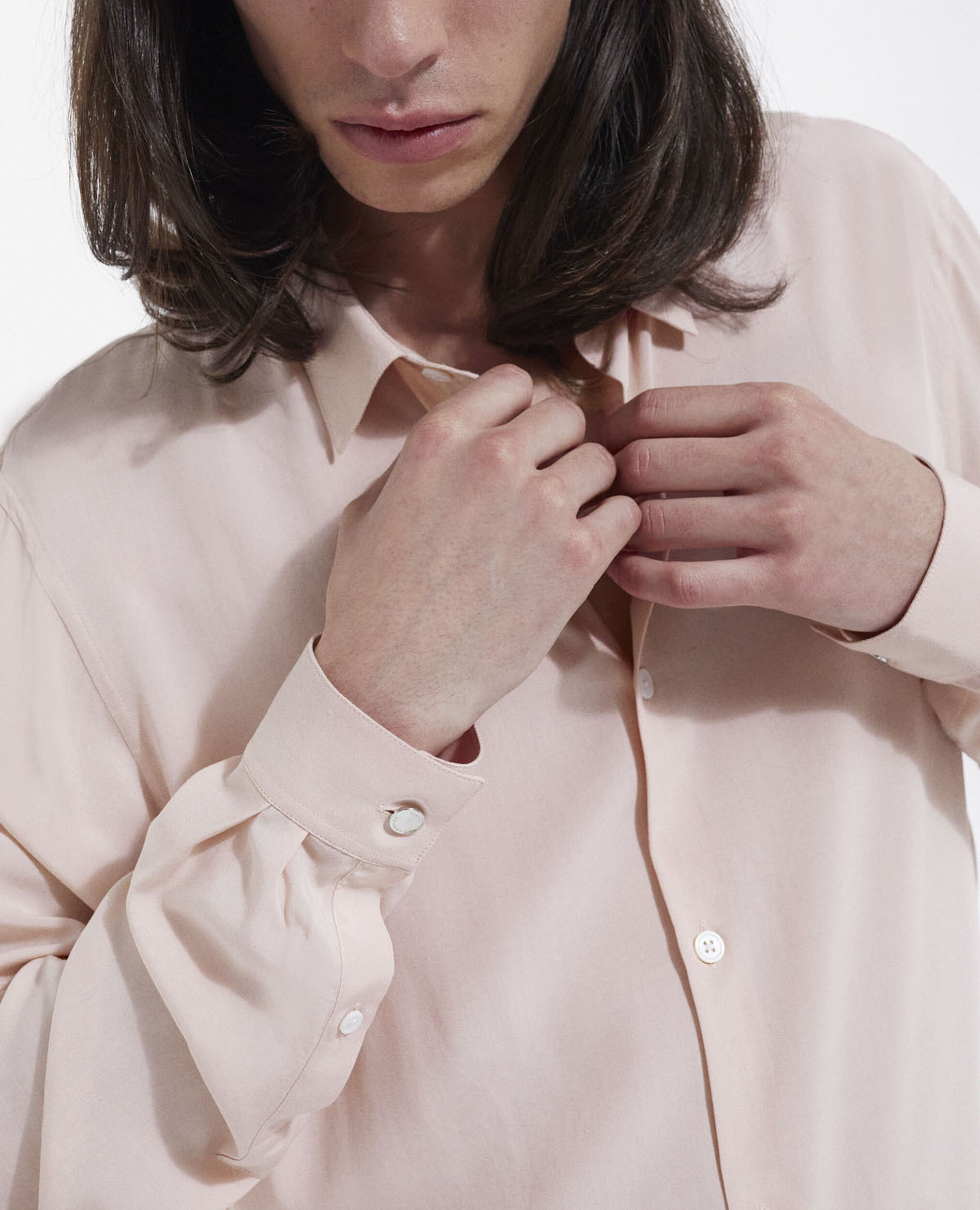 Flowing light pink shirt with Cuban collar, PINK, hi-res image number null