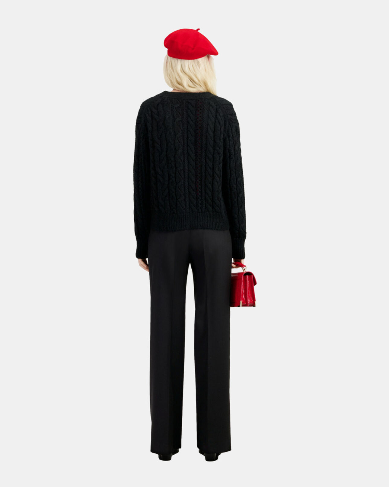The Kooples FEMME BLACK cardigan en mélange de laine torsadé noir