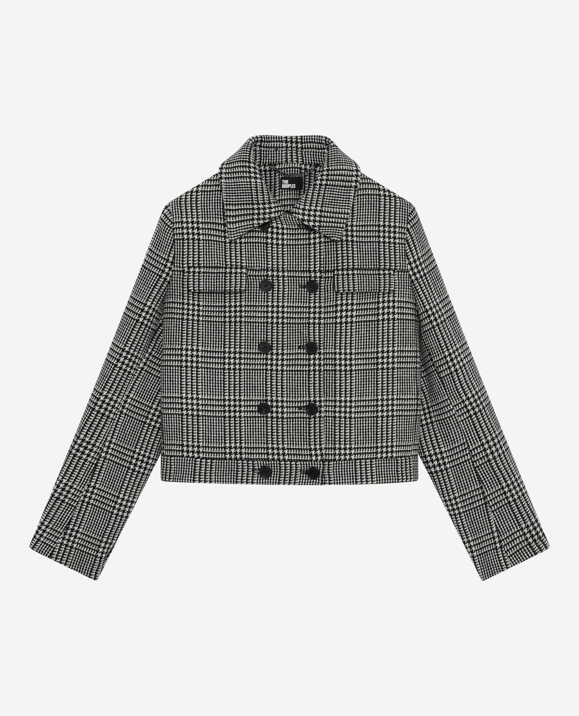 Black and white patterned jacket, BLACK GREY, hi-res image number null