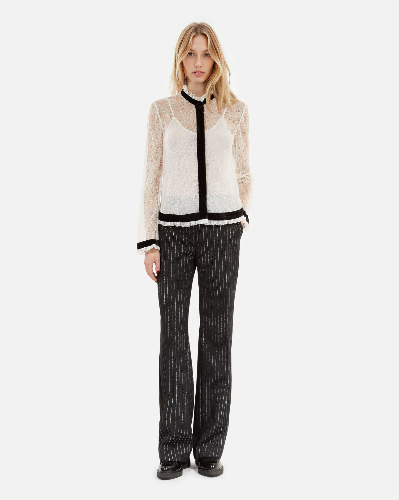 The Kooples DAMEN ECRU hemd aus ecrufarbener spitze
