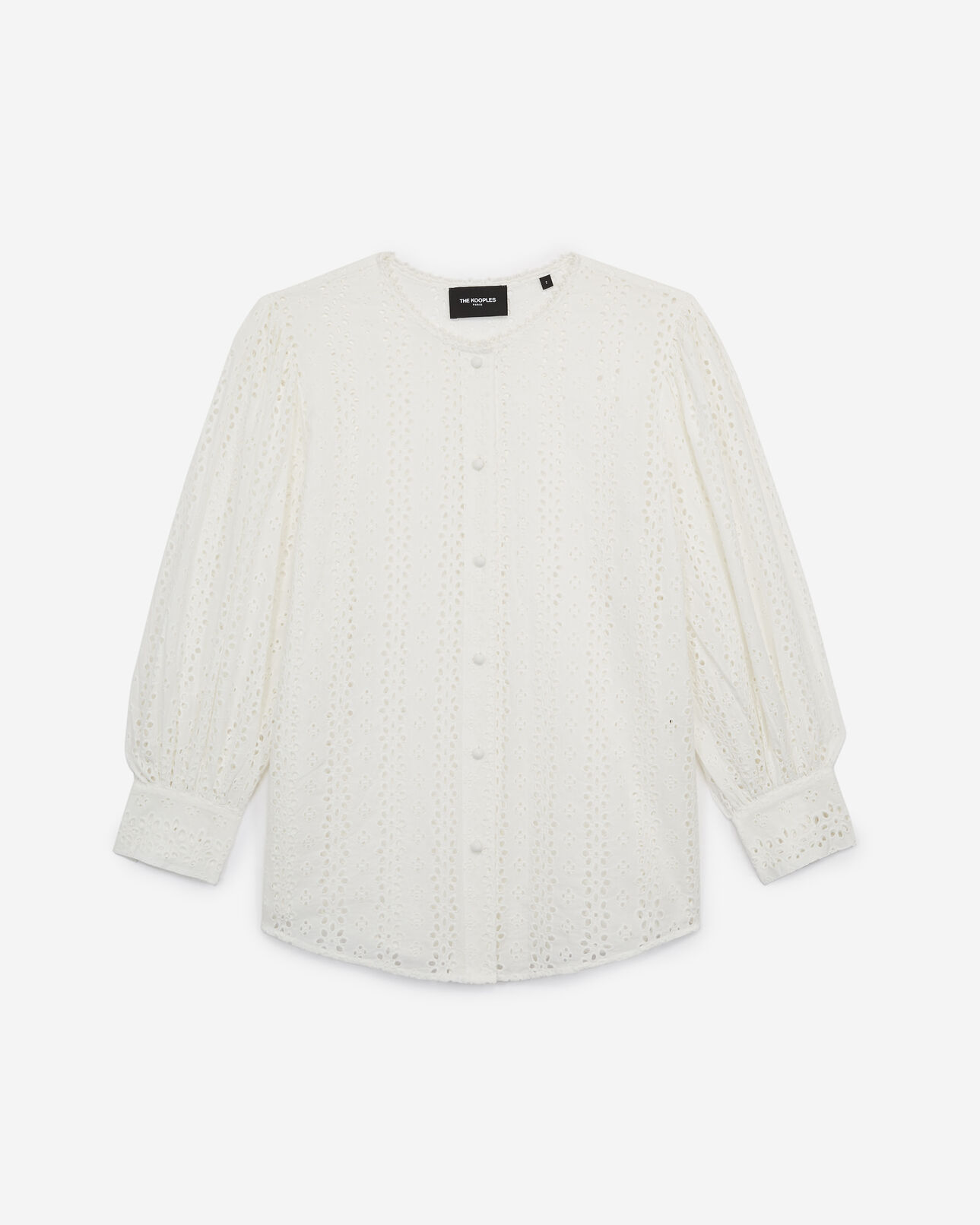 The Kooples FEMME ECRU chemise dentelle écrue sans col fluide