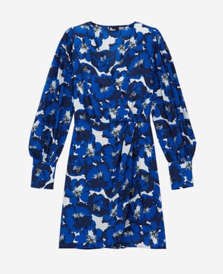 The Kooples WOMEN BLUE short printed silk wrap dress