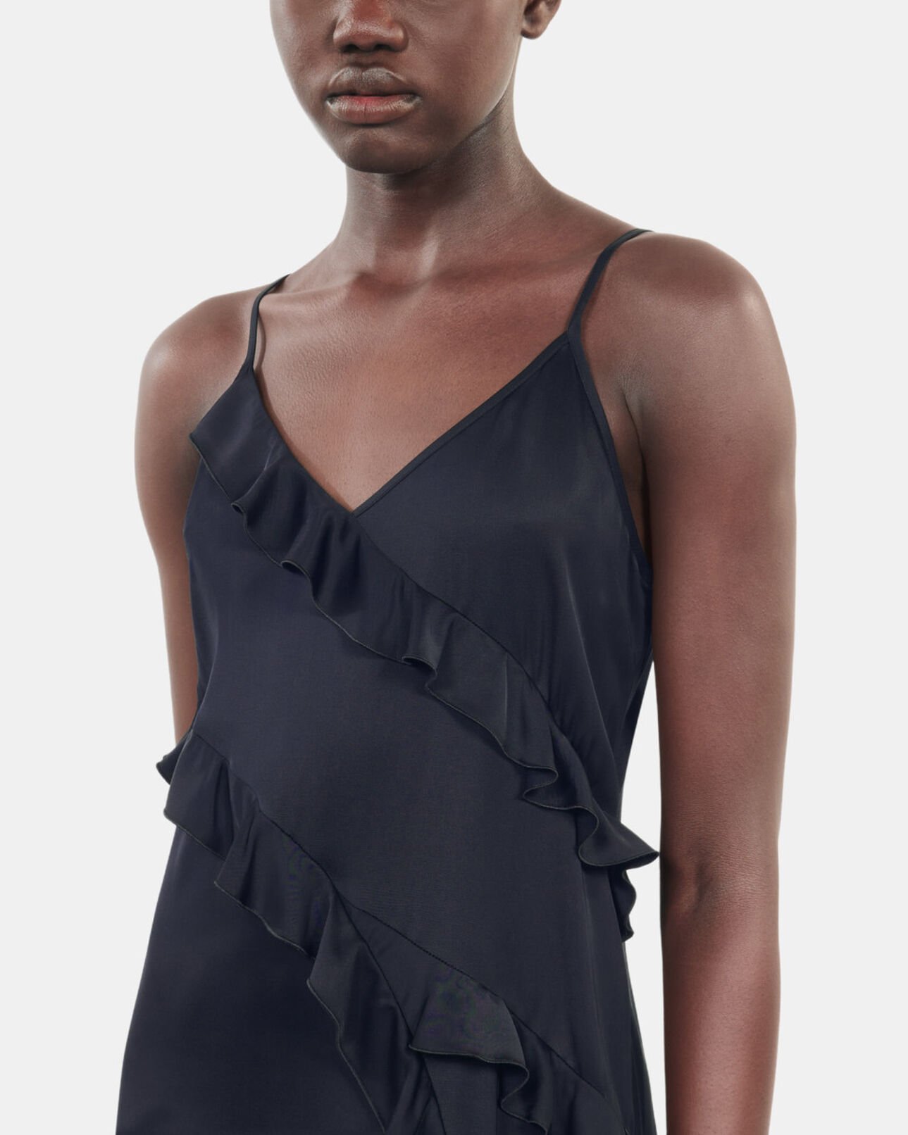 The Kooples FEMME BLACK robe nuisette longue noire