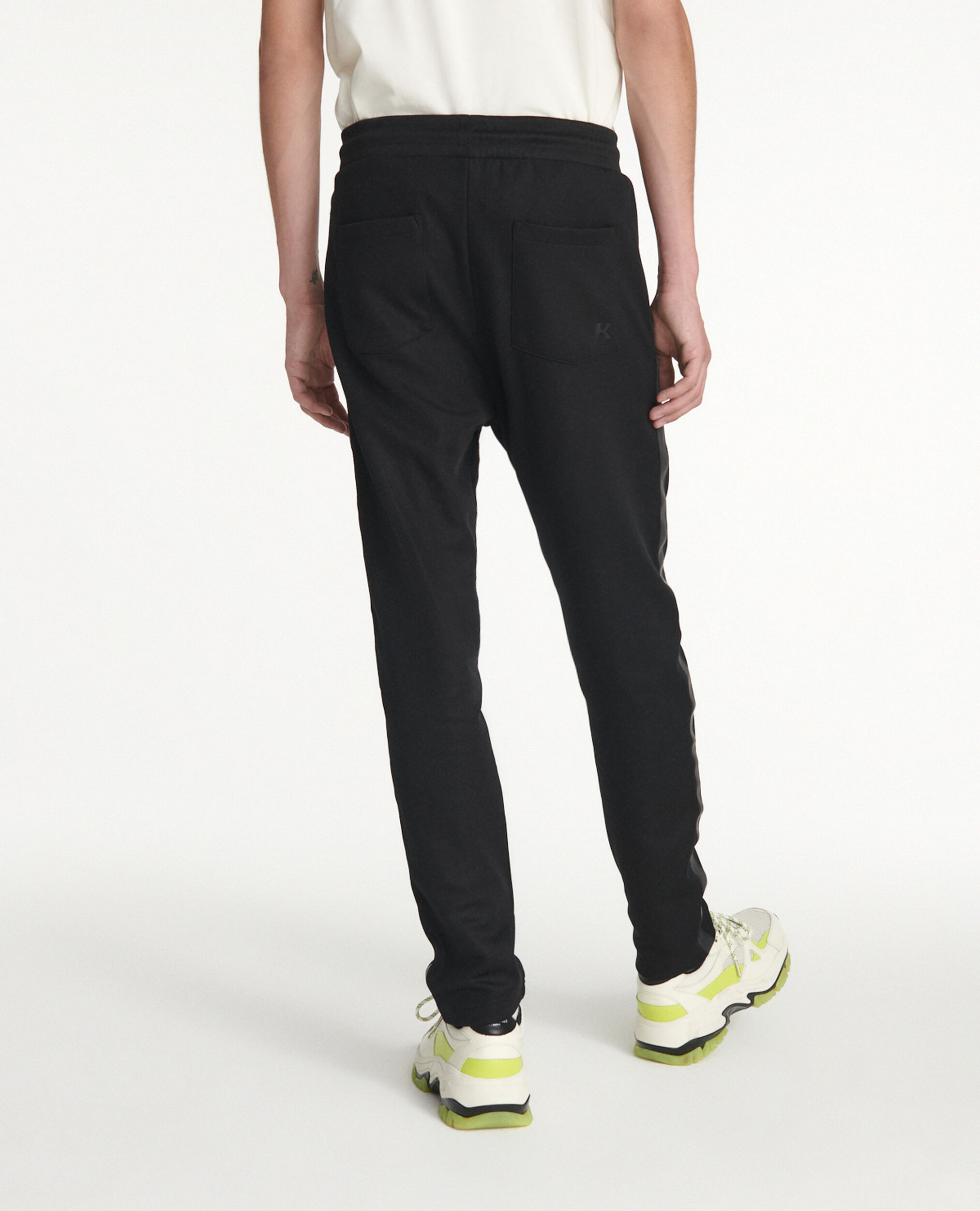 Black joggers in cotton with logo band, BLACK, hi-res image number null