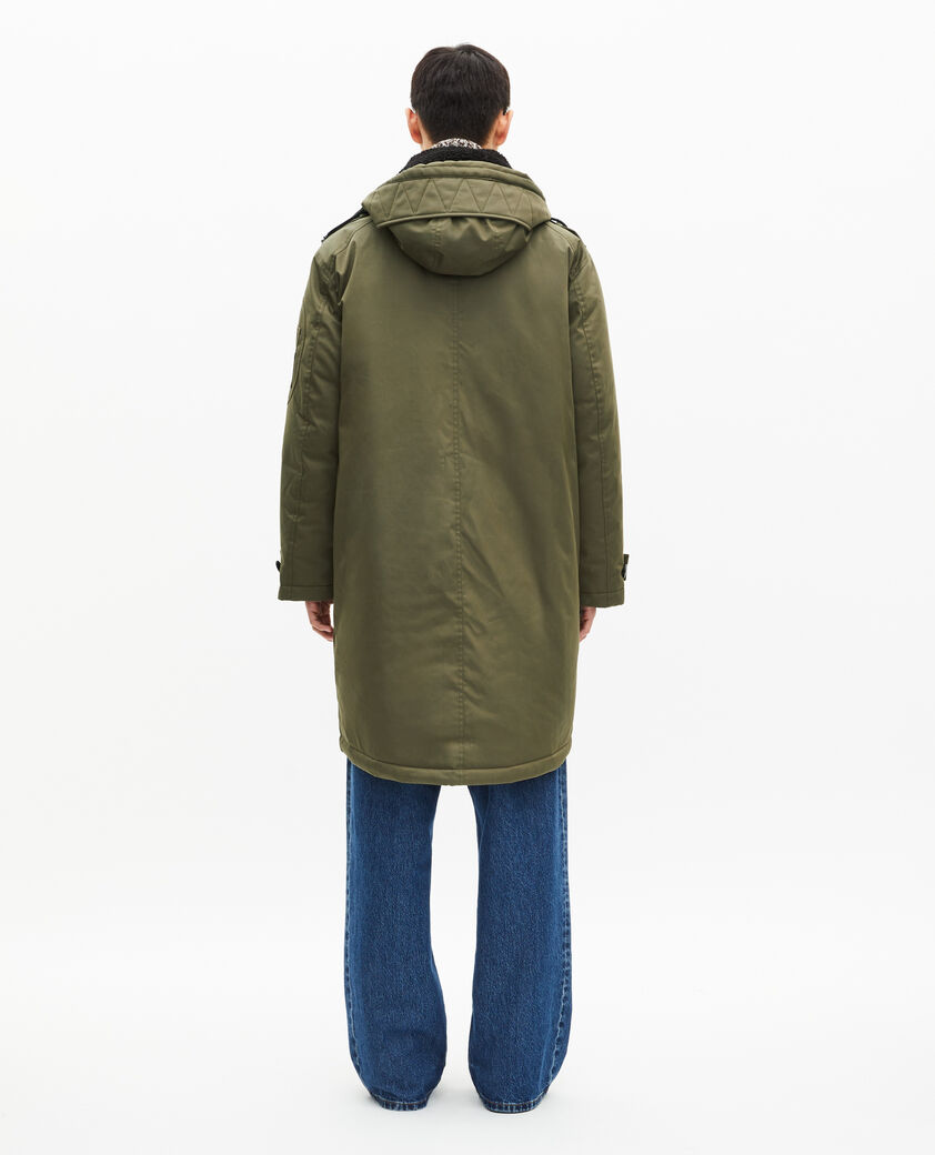 The Kooples HERREN KAKI wasserabweisender parka mit khakifarbenem sherpa-kragen