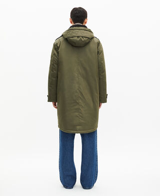The Kooples HERREN KAKI wasserabweisender parka mit khakifarbenem sherpa-kragen