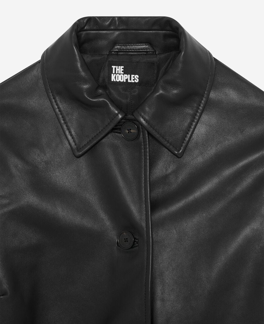 The Kooples WOMEN BLACK black leather coat
