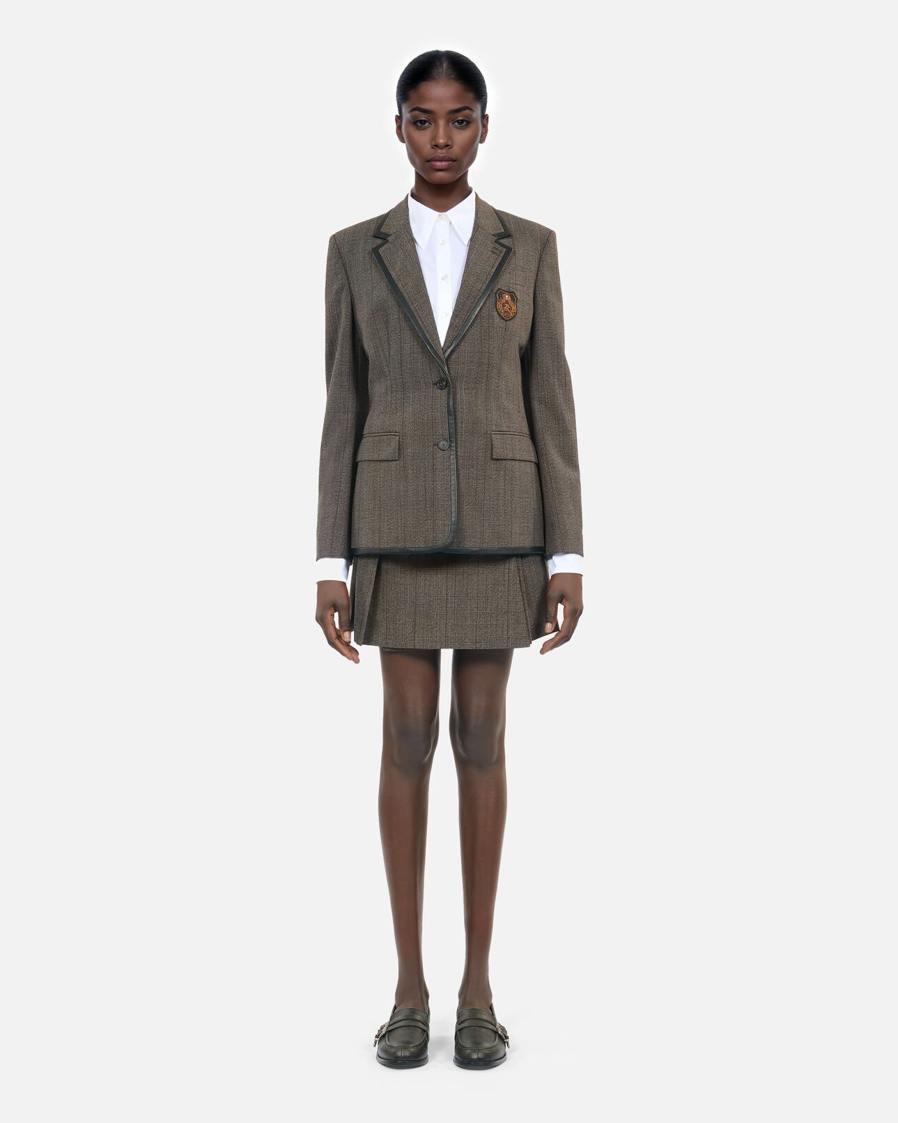 The Kooples WOMEN BROWN brown wool prince of wales jacket