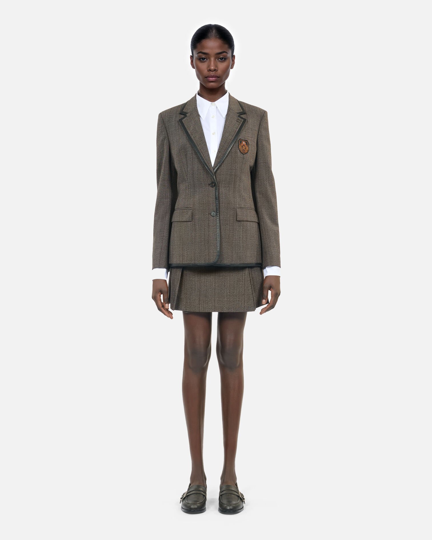 Brown wool Prince of Wales jacket, BROWN, hi-res image number null