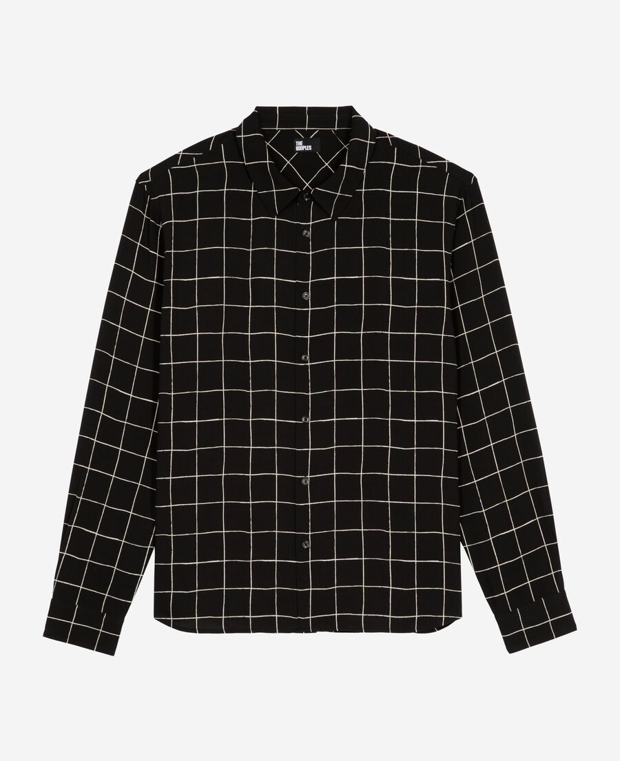 The Kooples MEN BLACK WHITE black plaid shirt
