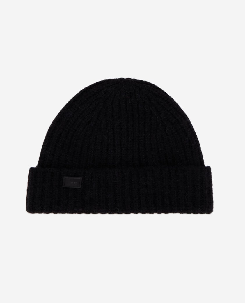 The Kooples WOMEN BLACK black ribbed wool-blend beanie