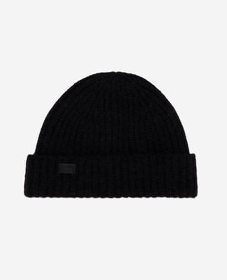 The Kooples WOMEN BLACK black ribbed wool-blend beanie