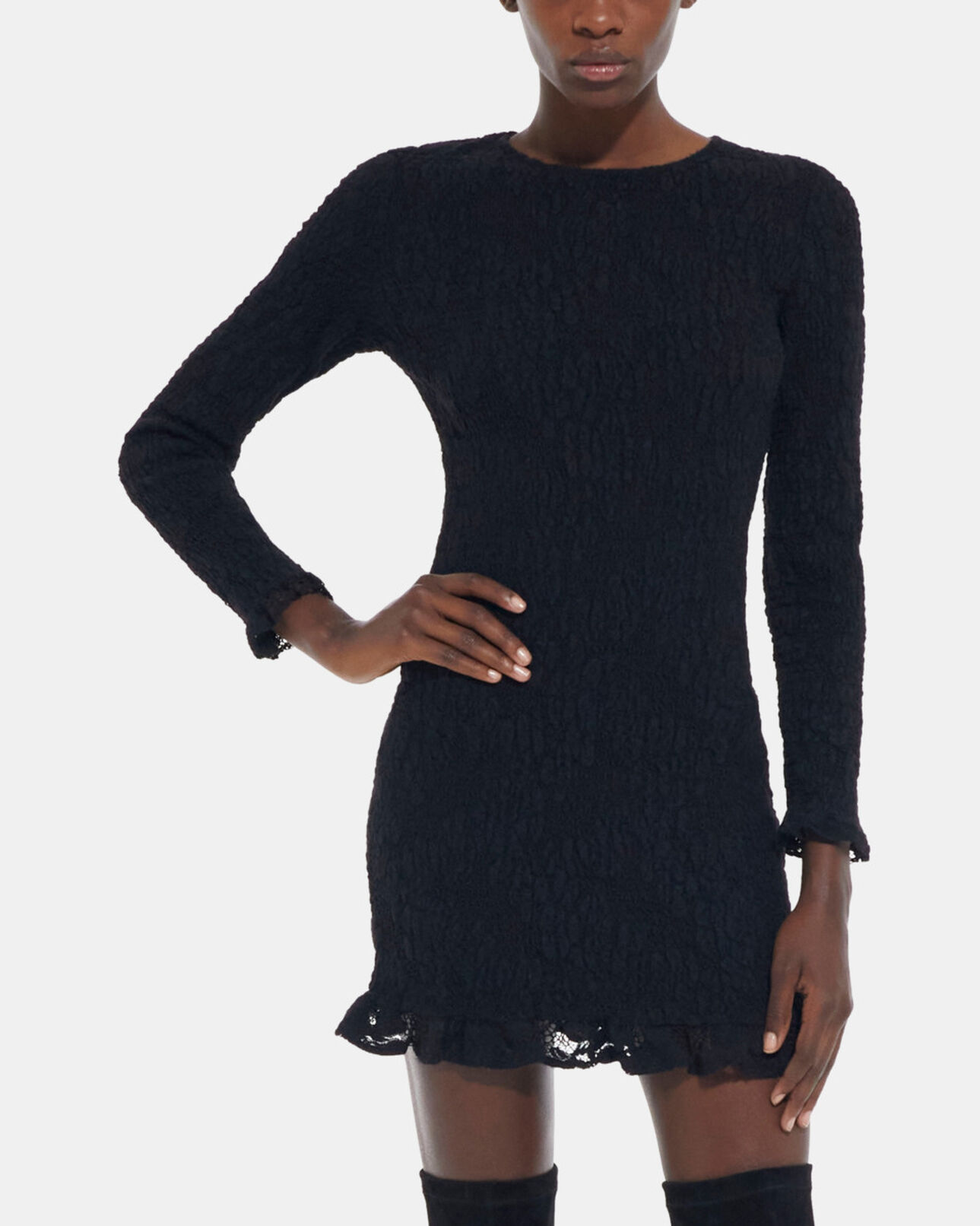 The Kooples WOMEN BLACK short black lace dress