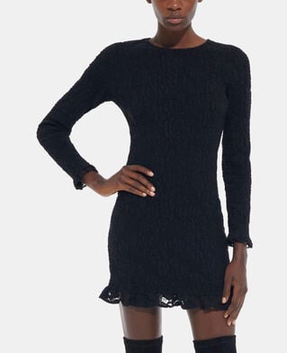 The Kooples FEMME BLACK robe courte en dentelle noire