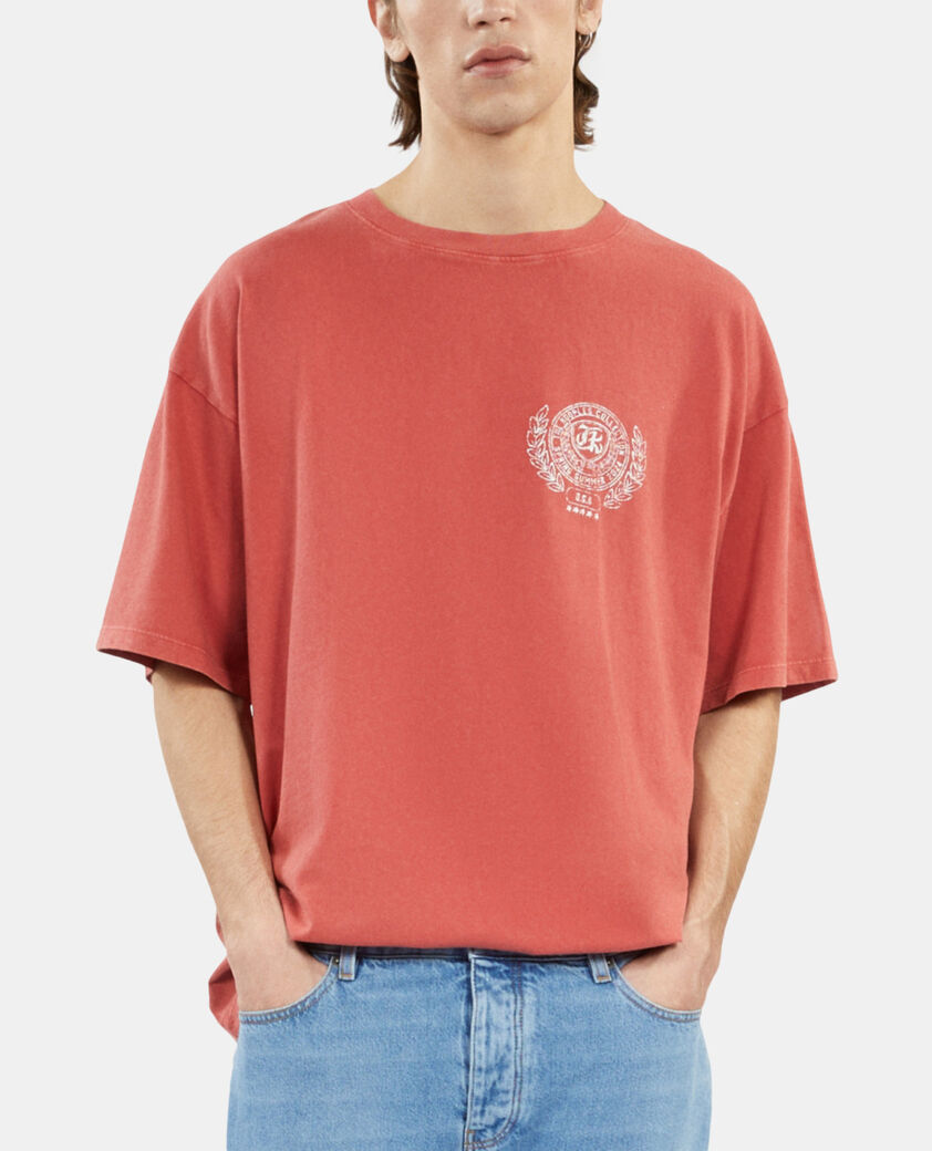 The Kooples HOMME RED BRIQUE t-shirt avec s&eacute;rigraphie rouge