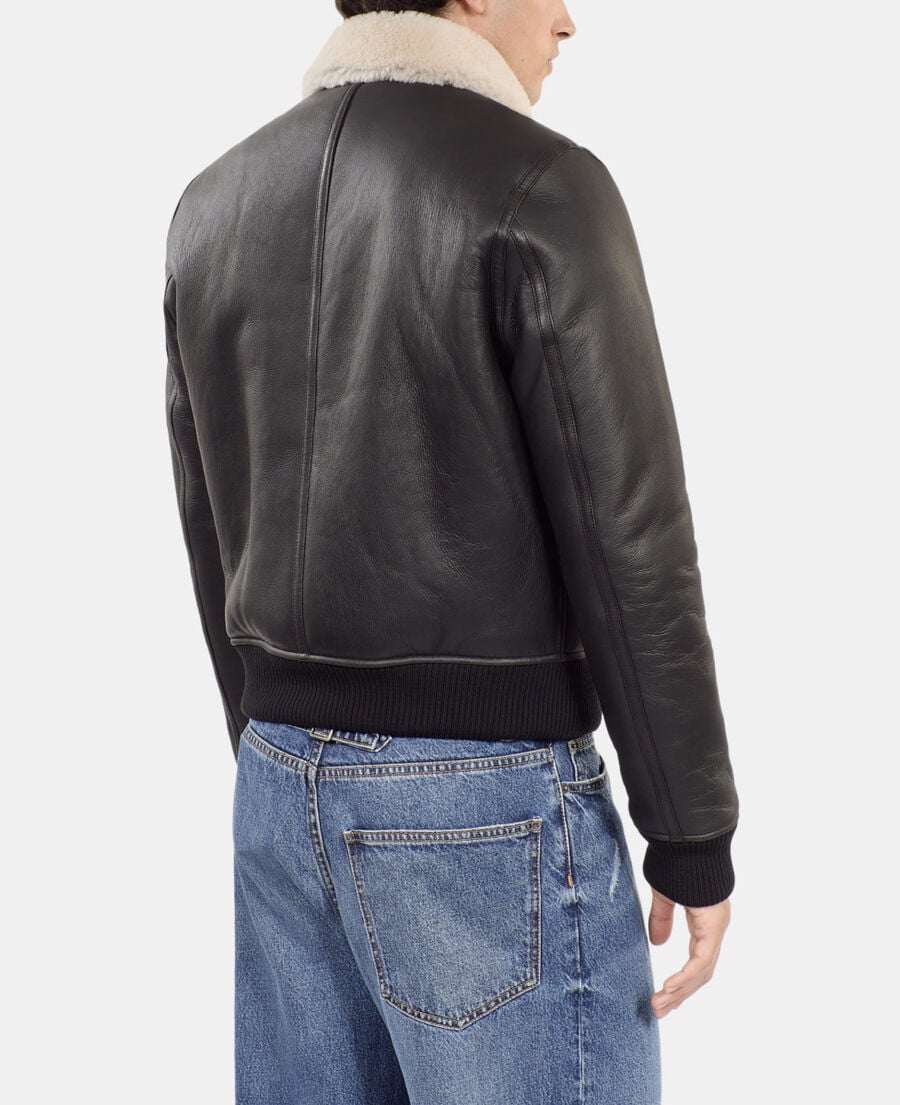 The Kooples MEN BLACK short black shearling jacket