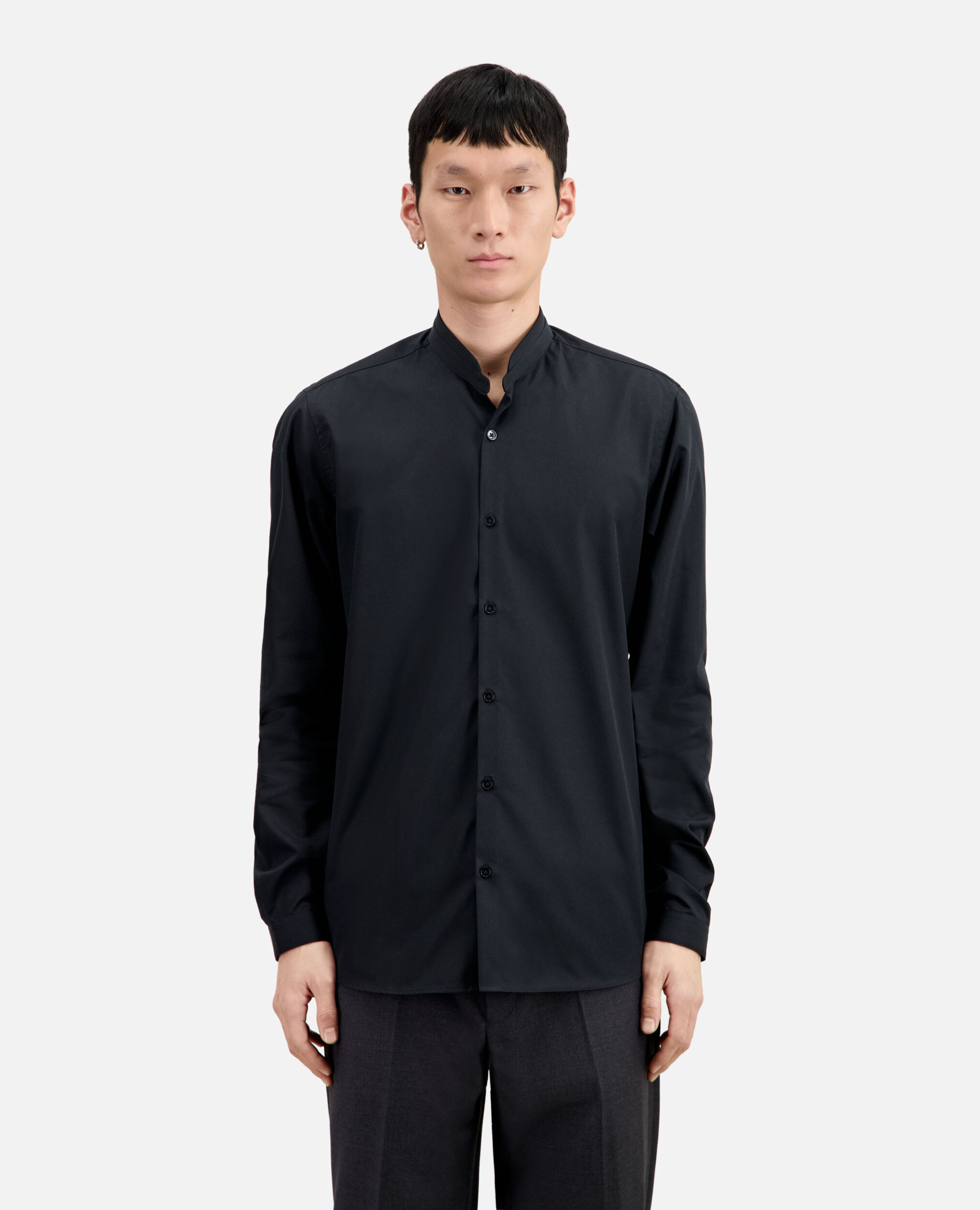 Black shirt in smart twill, BLACK, hi-res image number null