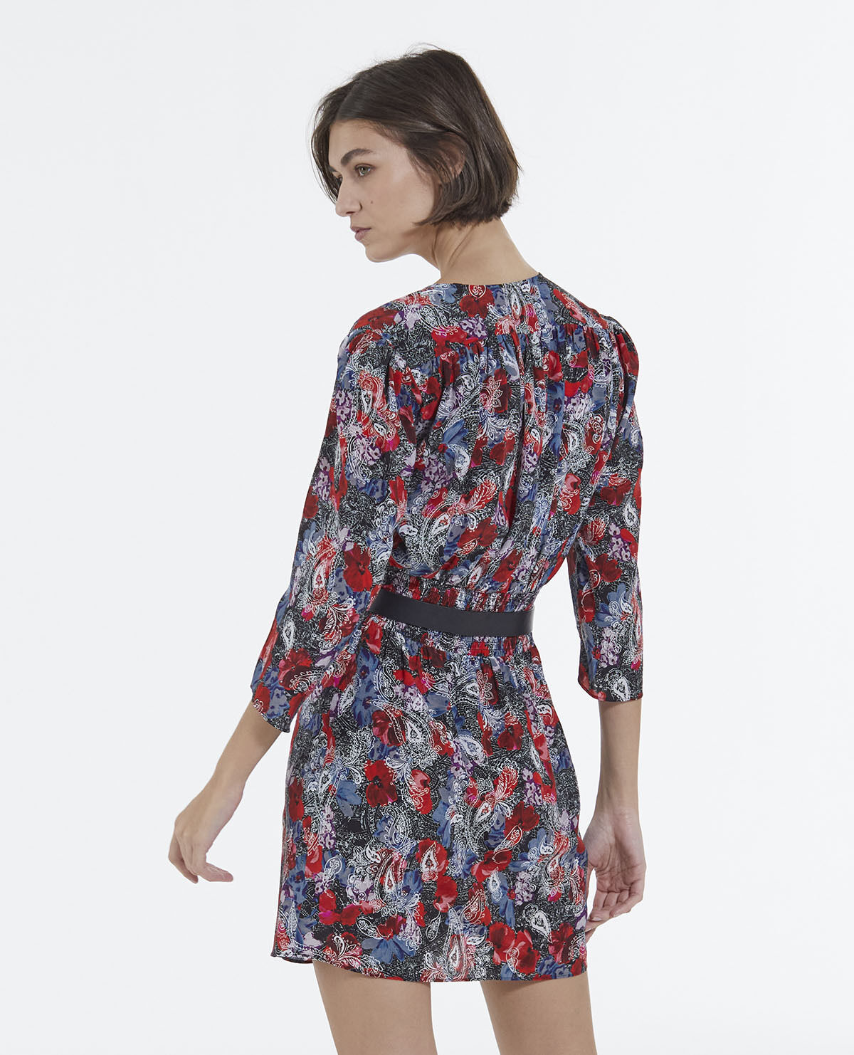 Floral silk cheap mini dress