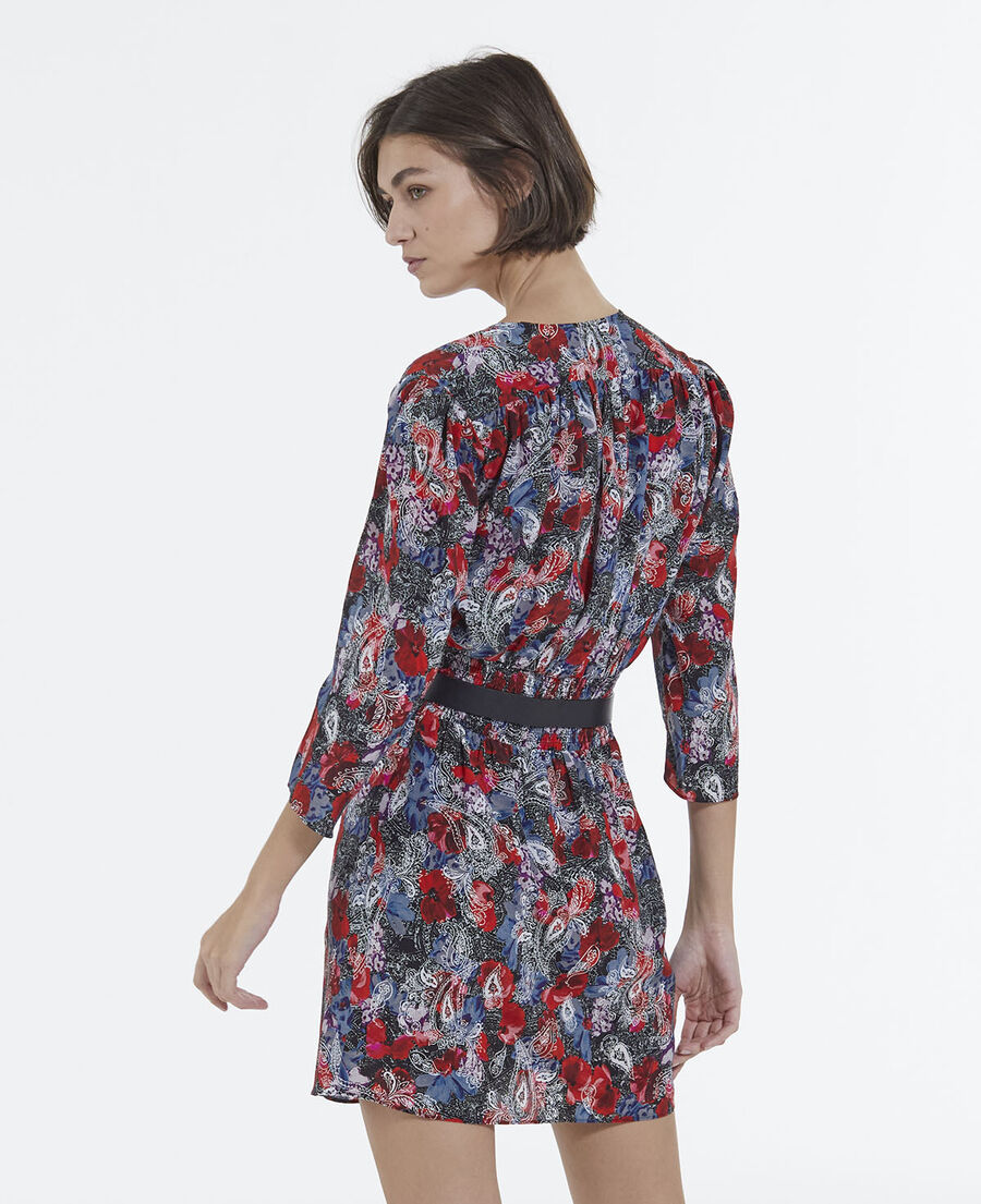 short silk dress with floral print