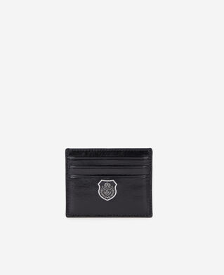 The Kooples MIXTE BLACK porte cartes blason en cuir noir