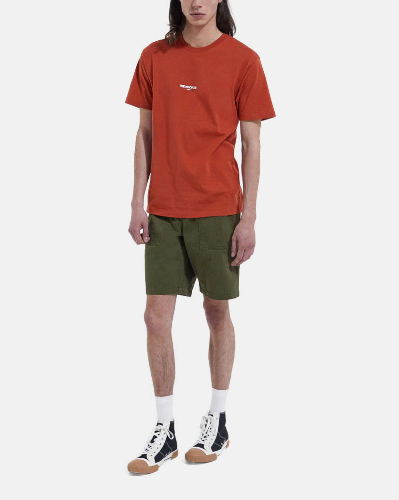 The Kooples HOMME KAKI short kaki coton long quatre poches