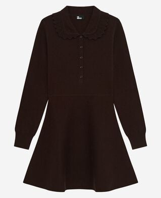 The Kooples WOMEN CHOCOLATE short brown knit dress